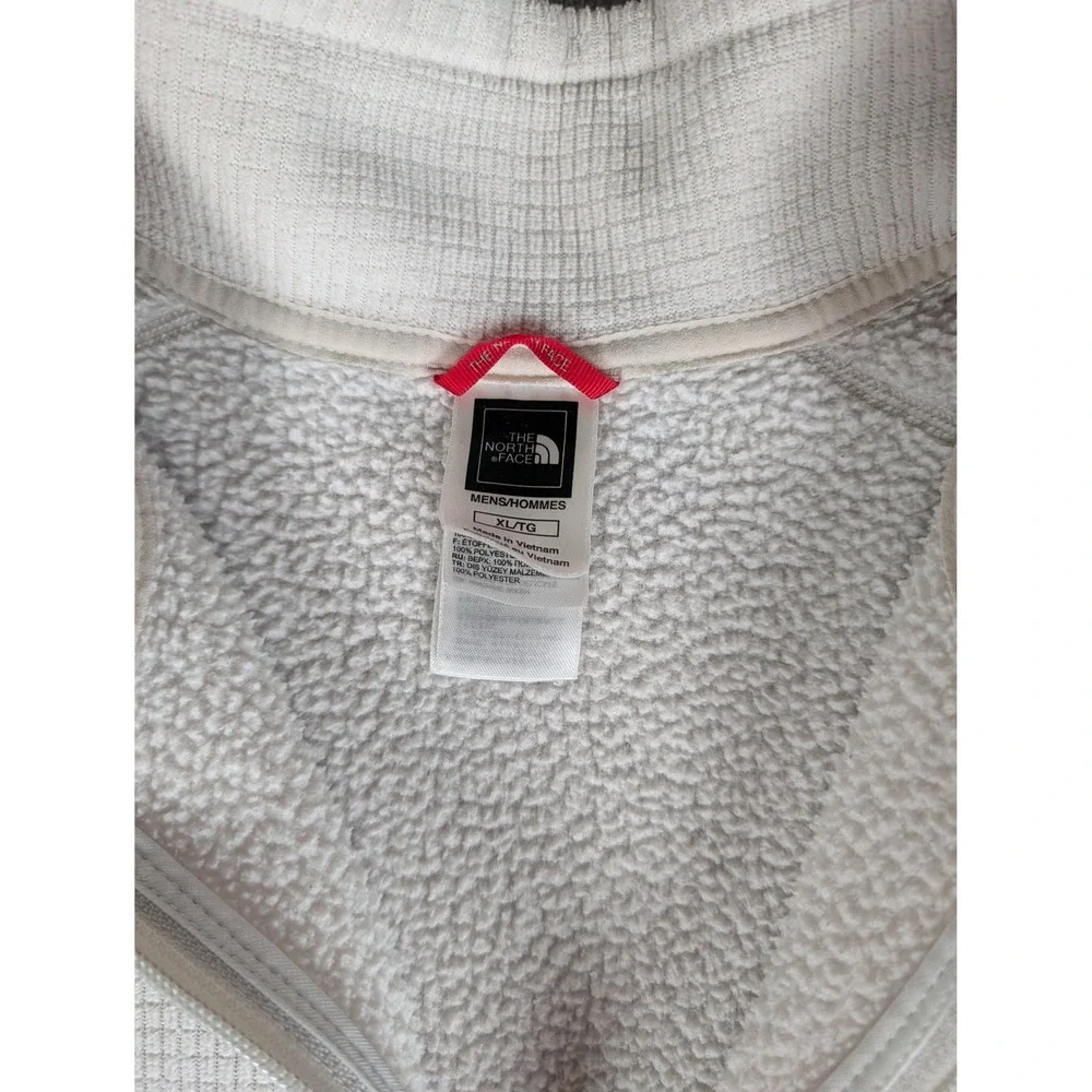 The North Face Mens Cream Waffle Knit 1/4 Zip Grid Fleece Pullover XL 4679 - Picture 8 of 13